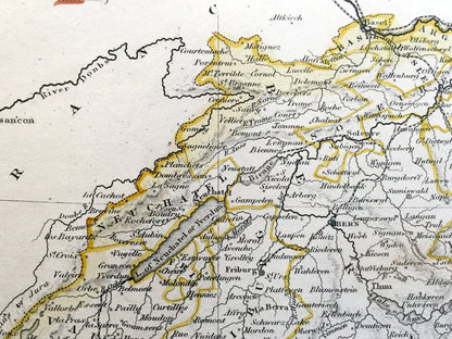 Antique 1850 Switzerland Map by John Dower, Ward & Lock – Germany, Liechtenstein, Zurich, Lucerne, Lake Geneva, Alps, Mountains Active