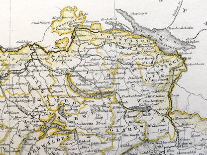 Antique 1850 Switzerland Map by John Dower, Ward & Lock – Germany, Liechtenstein, Zurich, Lucerne, Lake Geneva, Alps, Mountains Active