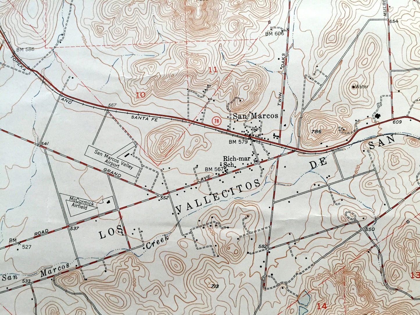 Antique San Marcos, California 1949 US Geological Survey Topographic Map – San Diego County, Carlsbad, Vista, Buena, Escondido, Oceanside CA