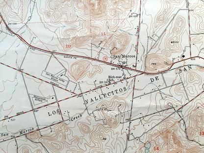 Antique San Marcos, California 1949 US Geological Survey Topographic Map – San Diego County, Carlsbad, Vista, Buena, Escondido, Oceanside CA