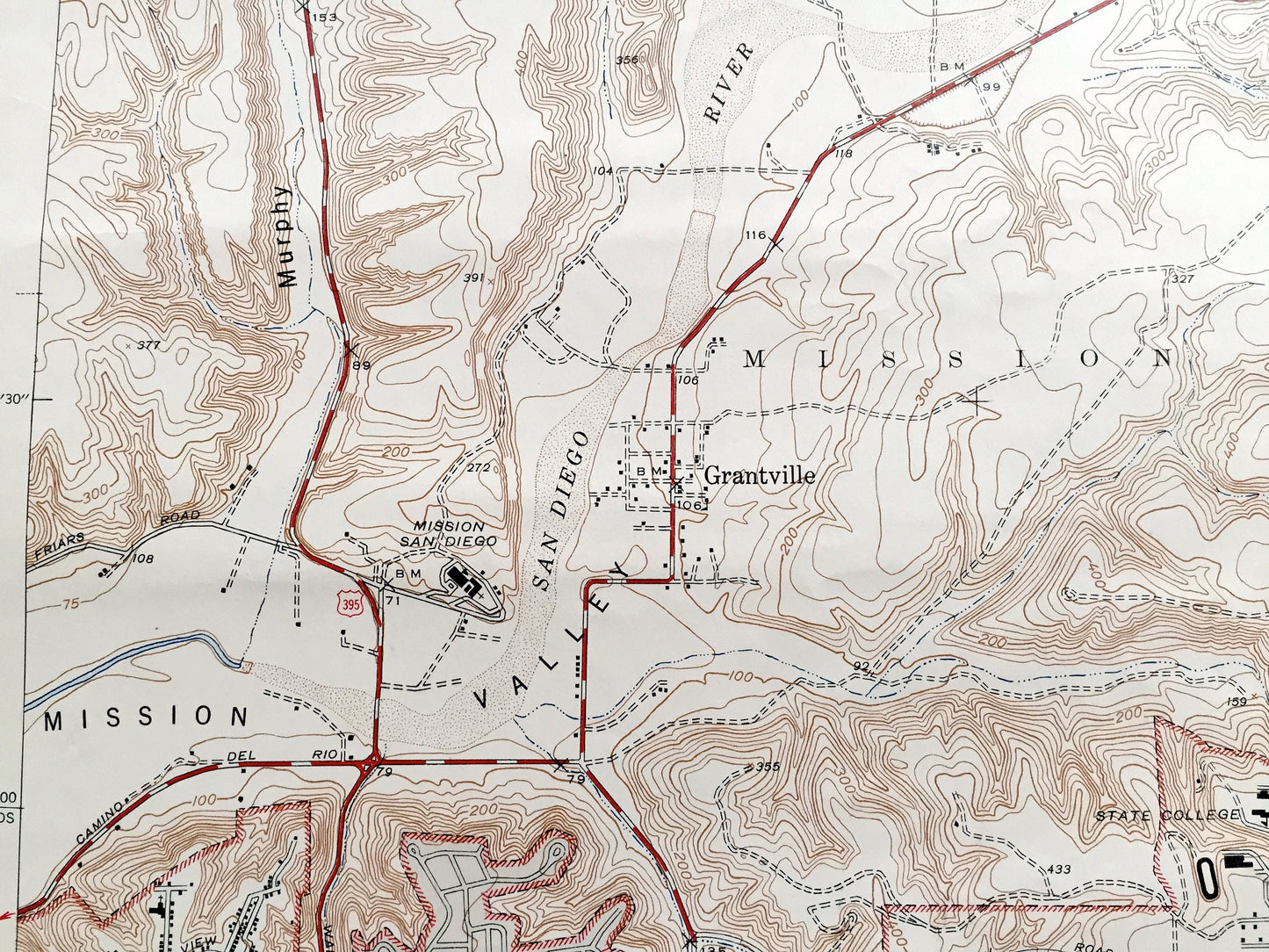 Antique La Mesa, California 1947 US Geological Survey Topographic Map – San Diego County, State University, Mission Trails Park, College, CA