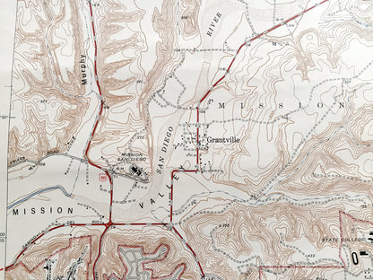 Antique La Mesa, California 1947 US Geological Survey Topographic Map – San Diego County, State University, Mission Trails Park, College, CA