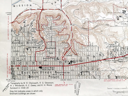 Antique La Mesa, California 1947 US Geological Survey Topographic Map – San Diego County, State University, Mission Trails Park, College, CA