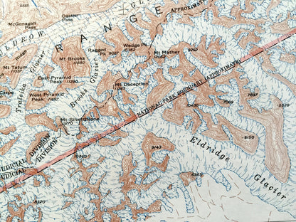 Antique Mount McKinley, Alaska 1952 US Geological Survey Topographic Map – Denali National Park, Chulitna, Nenana, Mt Deception, Glaciers AK