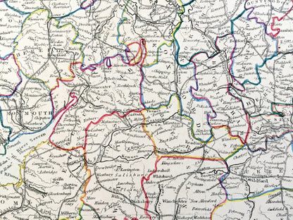 Antique 1844 England & Wales Map from SDUK Atlas – United Kingdom, Great Britain, British Isles, Scotland, London, Manchester, Liverpool, UK