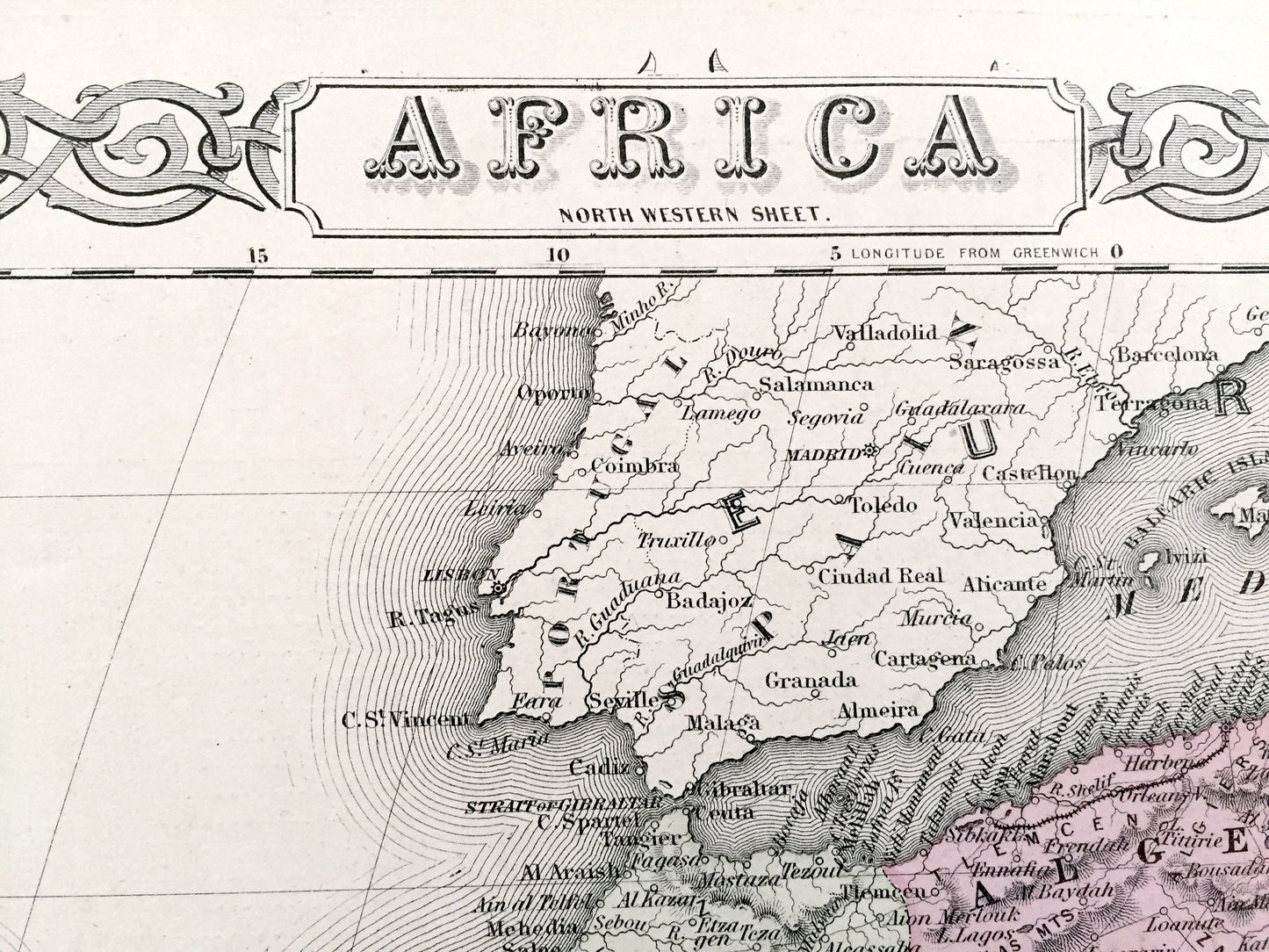 Antique 1855 West Africa Map by GW & CB Colton – Senegambien, Sudan, Nigeria, Ghana, Guinea, Gabon, Morocco, Algeria, Senegal, Liberia