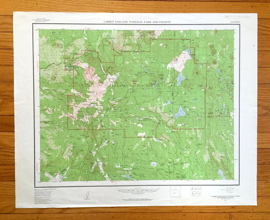 Antique Lassen Volcanic National Park, California 1957 US Geological Survey Topographic Map – Mineral, Manzanita Lake, Drakesbad, Shasta, CA
