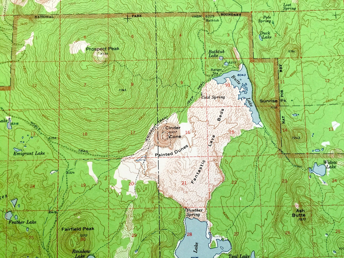 Antique Lassen Volcanic National Park, California 1957 US Geological Survey Topographic Map – Mineral, Manzanita Lake, Drakesbad, Shasta, CA