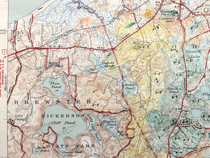 Antique Cape Cod, Orleans, Massachusetts 1944 US Geological Survey Topographic Map – Eastham, Brewster, Nauset Kingsbury Beach Barnstable MA
