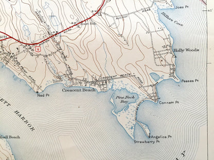 Antique Marion, Massachusetts 1941 US Geological Survey Topographic Map – Plymouth, Bristol County, Fairhaven, Rochester, Mattapoisett, MA