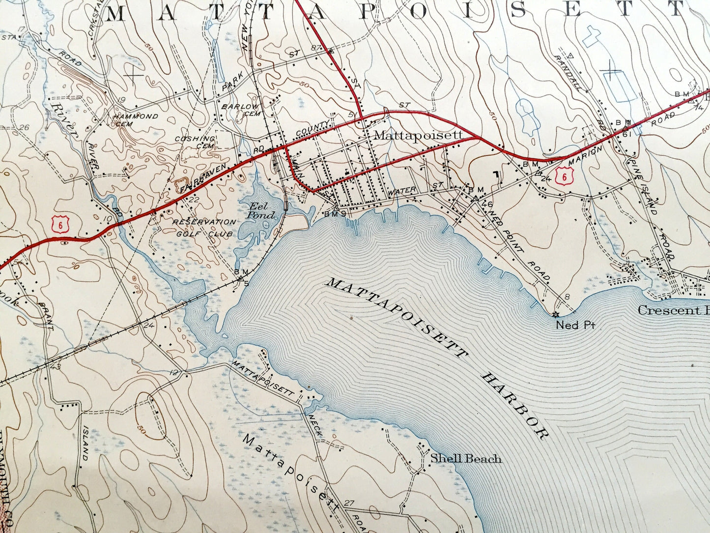 Antique Marion, Massachusetts 1941 US Geological Survey Topographic Map – Plymouth, Bristol County, Fairhaven, Rochester, Mattapoisett, MA