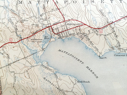 Antique Marion, Massachusetts 1941 US Geological Survey Topographic Map – Plymouth, Bristol County, Fairhaven, Rochester, Mattapoisett, MA