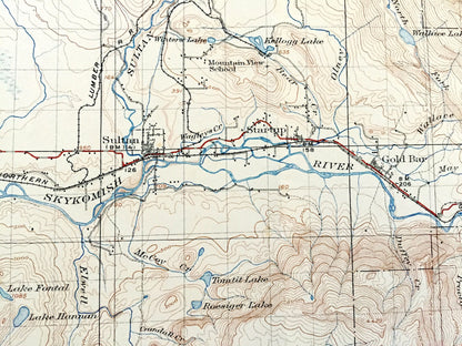 Antique Sultan, Washington 1923 US Geological Survey Topographic Map – Snohomish, King County, Skykomish River, Snoqualmie Forest, WA