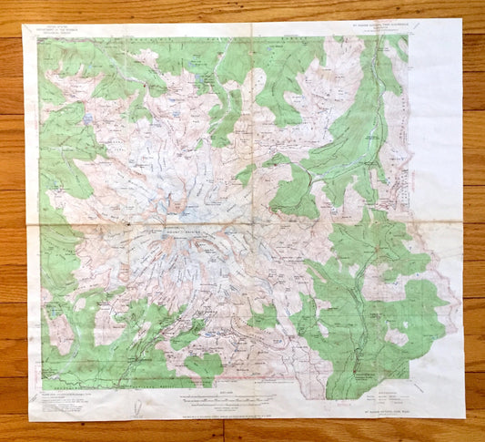 Antique Mt Rainier National Park 1955 US Geological Survey Topographic Map – Pierce County, Cascade Range, Emerald Ridge, Winthrop Mount, WA