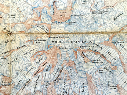 Antique Mt Rainier National Park 1955 US Geological Survey Topographic Map – Pierce County, Cascade Range, Emerald Ridge, Winthrop Mount, WA