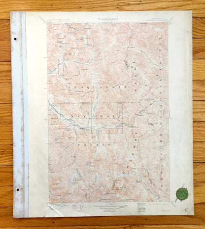 Antique Skykomish, Washington 1905 US Geological Survey Topographic Map – King County, Cascade Range, Wenatchee River, Tonga, Galena, Berlin