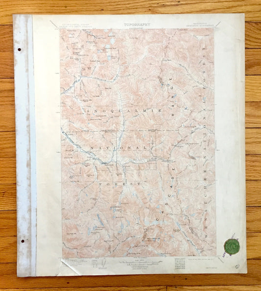 Antique Skykomish, Washington 1905 US Geological Survey Topographic Map – King County, Cascade Range, Wenatchee River, Tonga, Galena, Berlin