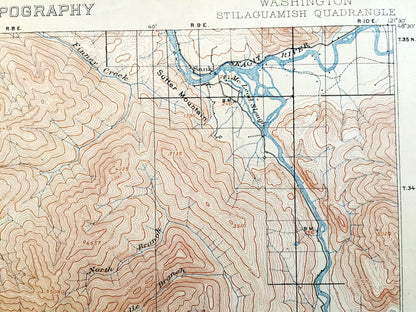 Antique Stillaguamish, Washington 1901 US Geological Survey Topographic Map – Skagit, Snohomish County, Granite Falls, Darrington, Oso, WA