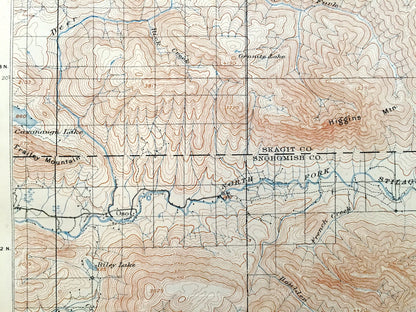Antique Stillaguamish, Washington 1901 US Geological Survey Topographic Map – Skagit, Snohomish County, Granite Falls, Darrington, Oso, WA