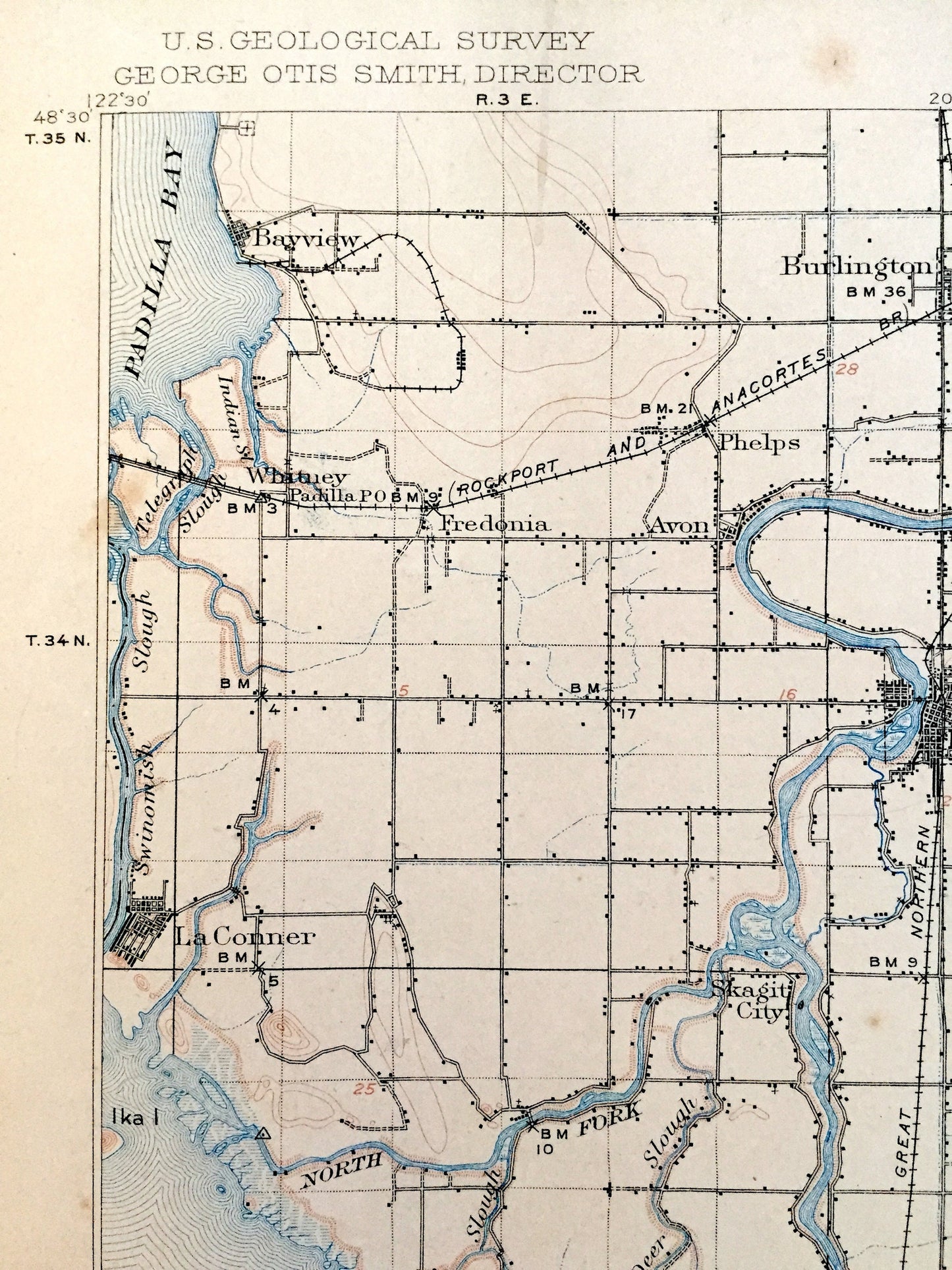 Antique Mount Vernon, Washington 1911 US Geological Survey Topographic Map – Snohomish, Island, Skagit County, Stanwood, Tulalip, Everett WA