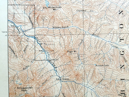 Antique Glacier Peak, Washington 1901 US Geological Survey Topographic Map – Skagit, Chelan, Snohomish County, Mt Baker National Forest, WA
