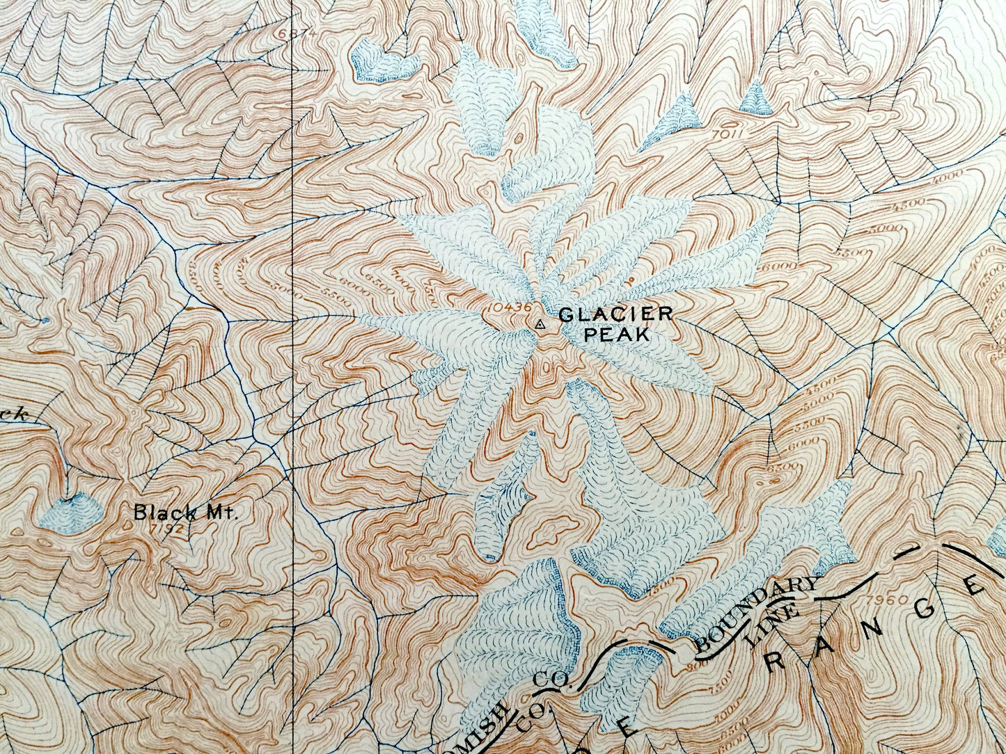 Antique Glacier Peak, Washington 1901 US Geological Survey Topographic Map – Skagit, Chelan, Snohomish County, Mt Baker National Forest, WA