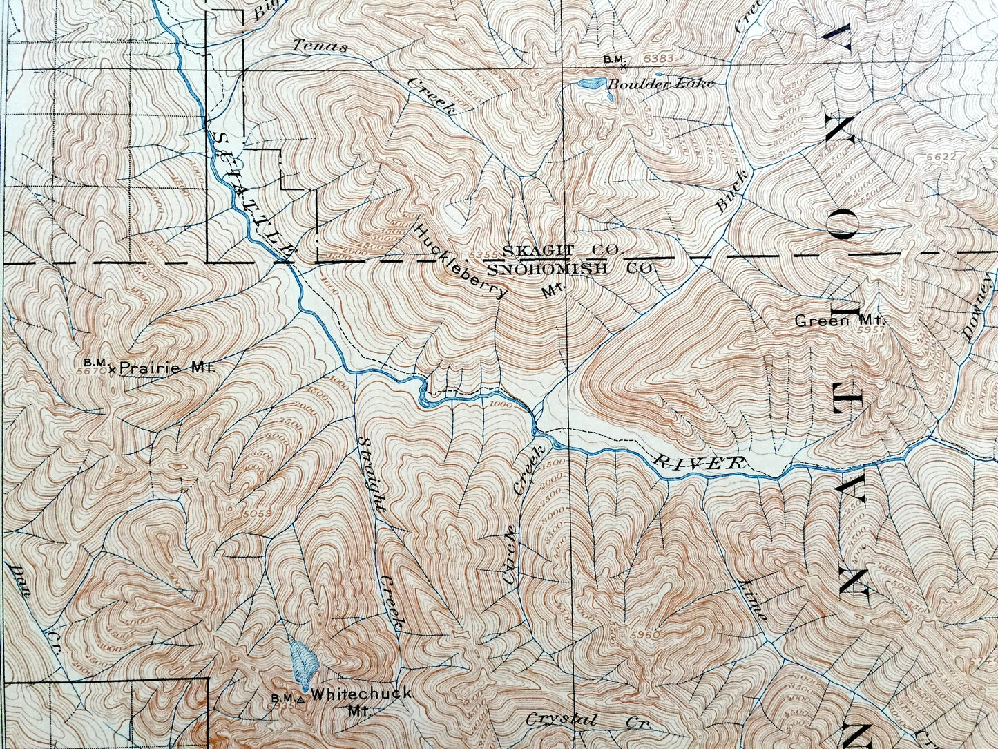 Antique Glacier Peak, Washington 1901 US Geological Survey Topographic Map – Skagit, Chelan, Snohomish County, Mt Baker National Forest, WA