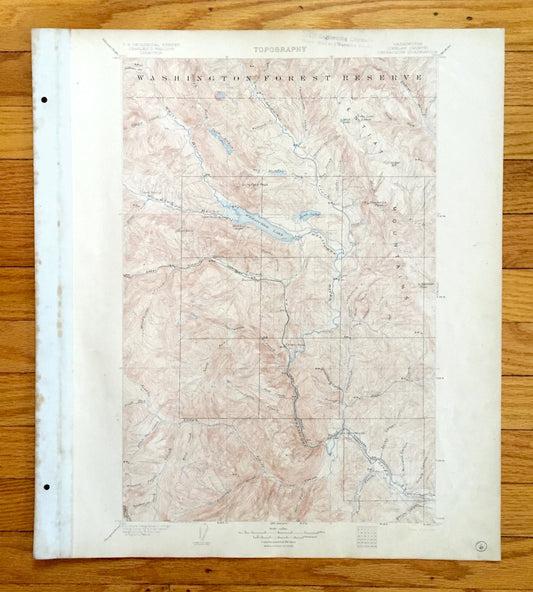 Antique Chiwaukum, Washington 1904 US Geological Survey Topographic Map – Chelan County, Wenatchee River, Entiat Mountains, Nason, Merritt