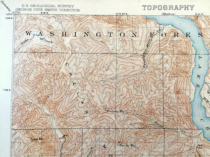 Antique Lake Chelan, Washington 1901 US Geological Survey Topographic Map – Douglas County, Okanogan-Wenatchee National Forest Waterville WA