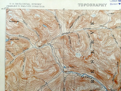 Antique Stehekin, Washington 1904 US Geological Survey Topographic Map – Chelan County, Cascade Range, Lake, Lucerne, Croker, Gilbert, WA
