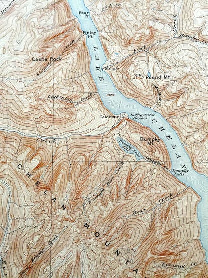 Antique Stehekin, Washington 1904 US Geological Survey Topographic Map – Chelan County, Cascade Range, Lake, Lucerne, Croker, Gilbert, WA