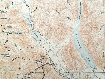 Antique Snoqualmie, Washington 1903 US Geological Survey Topographic Map – King County, Cascade Range, Yakima River, Keechelus Lake, Easton