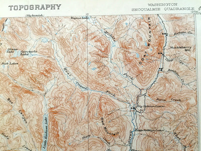 Antique Snoqualmie, Washington 1903 US Geological Survey Topographic Map – King County, Cascade Range, Yakima River, Keechelus Lake, Easton
