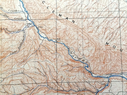 Antique Ellensburg, Washington 1901 US Geological Survey Topographic Map – Kittitas, Yakima County, North, Indian Reservation, Umtanum, WA