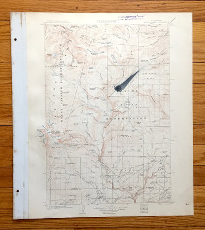 Antique Mount Adams, Washington 1907 US Geological Survey Topographic Map – Yakima, Klickitat County, Mt Rainier National Park, Lewis, WA
