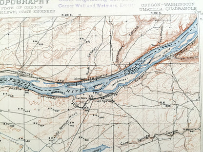 Antique Umatilla, Oregon 1908 US Geological Survey Topographic Map – Benton County, Morrow, Columbia River, Hermiston, Washington, OR WA