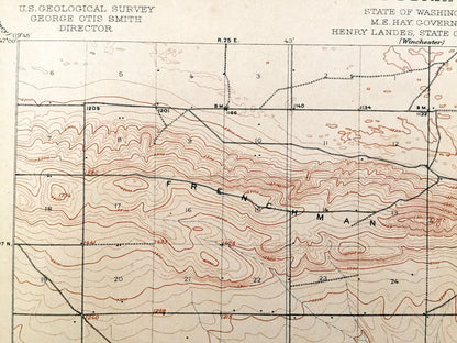Antique Red Rock, Washington 1911 US Geological Survey Topographic Map – Grant County, Royal City, Crab Creek, Saddle Mountains, WA
