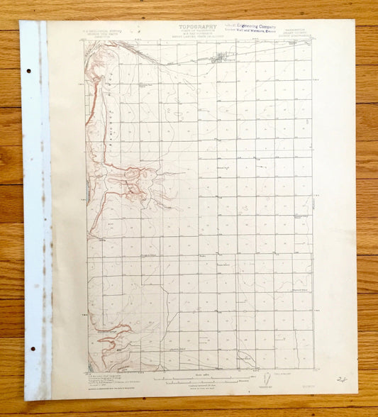Antique Quincy, Washington 1910 US Geological Survey Topographic Map – Grant County, Babcock Ridge, The Potholes, Evergreen Reservoir, WA