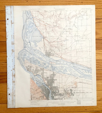 Antique Portland, Oregon 1905 US Geological Survey Topographic Map – Vancouver, Woodlawn, Mt. Tabor, Columbia River, Willamette River, OR WA