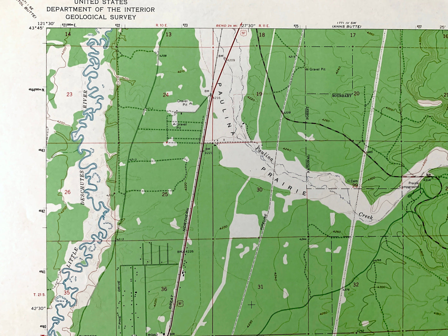 Antique Finley Butte, Oregon 1963 US Geological Survey Topographic Map – Deschutes County, La Pine, Deschutes National Forest, OR