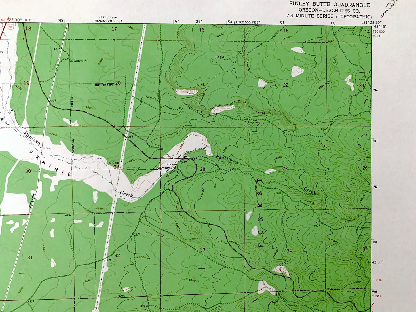 Antique Finley Butte, Oregon 1963 US Geological Survey Topographic Map – Deschutes County, La Pine, Deschutes National Forest, OR