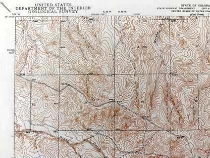 Antique Piney Creek, Colorado 1942 US Geological Survey Topographic Map – Arapahoe, Douglas, Elbert County, Baldwin Gulch, Sulphur Gulch, CO