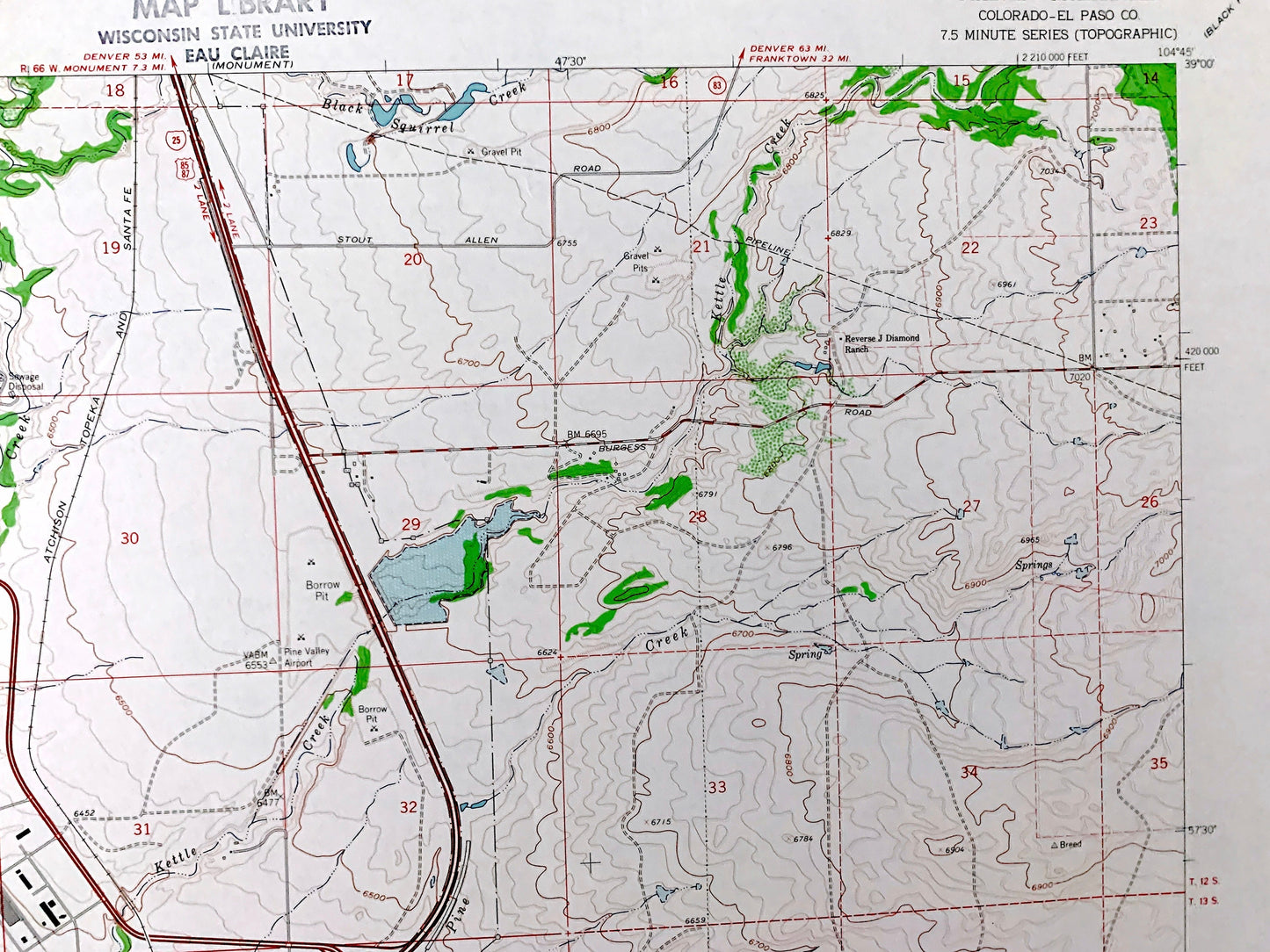 Antique Pikeview, Colorado 1961 US Geological Survey Topographic Map – El Paso County, Edgerton, Breed, Woodmen, Papeton, Wilsons Ranch, CO