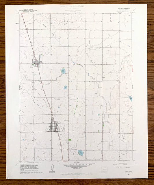 Antique Eaton, Colorado 1960 US Geological Survey Topographic Map – Weld County, Ault, Stage, Country Club, Packard Reservoir, CO