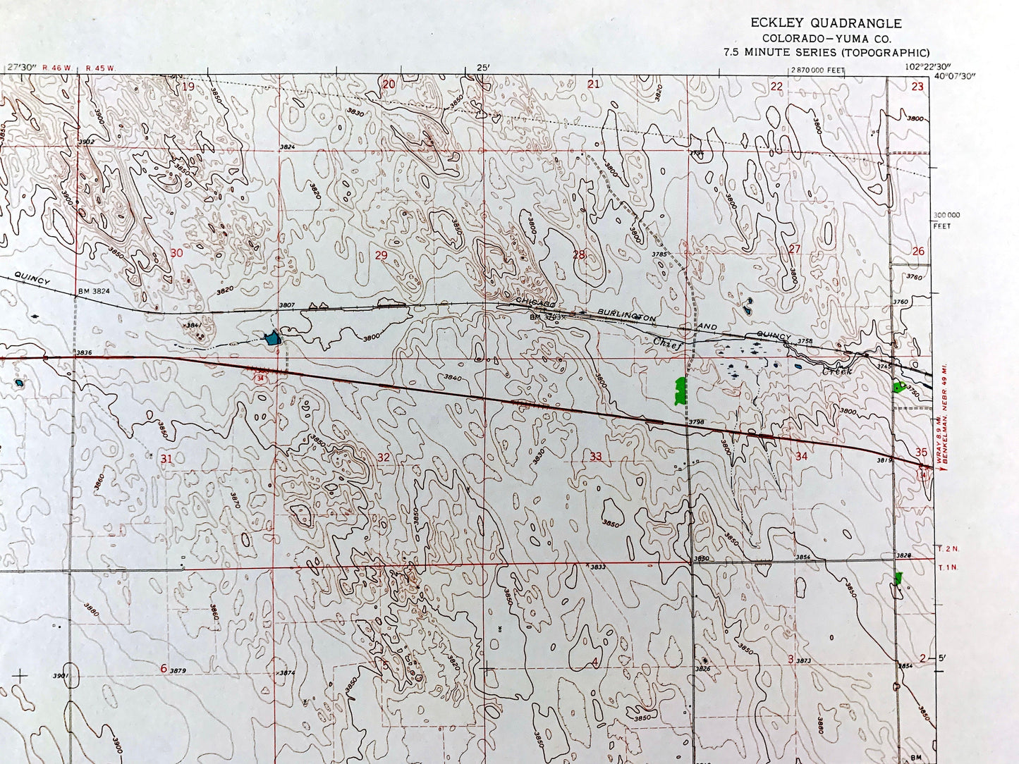 Antique Eckley, Colorado 1961 US Geological Survey Topographic Map – Yuma County, Chief Creek, North Fork Republican River, CO