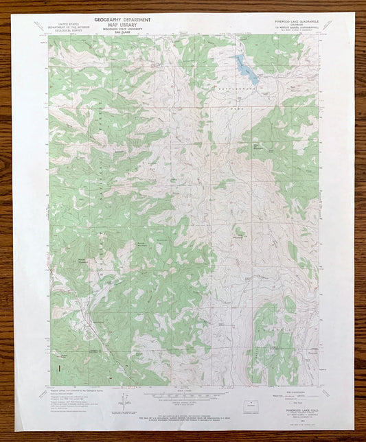 Antique Pinewood Lake, Colorado 1962 US Geological Survey Topographic Map – Larimer, Boulder County, Roosevelt National Forest, Reservoir CO