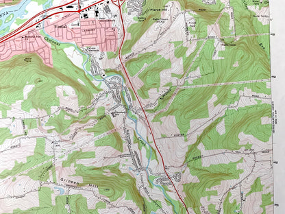Antique Endicott, New York 1969 US Geological Survey Topographic Map – Broome, Tioga County, Union, Owego, Vestal, Endwell, Twin Orchard, NY