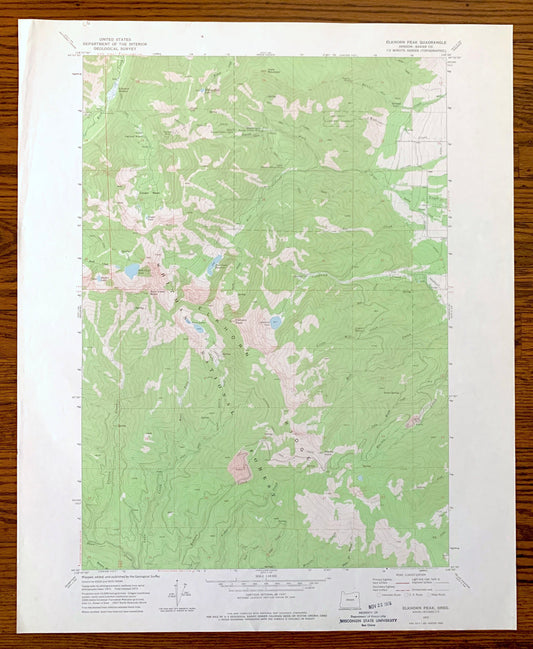 Antique Elkhorn Peak, Oregon 1972 US Geological Survey Topographic Map – Baker County, Whitman National Forest, Elkhorn Ridge, OR