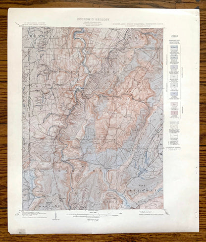 Antique Accident, Maryland 1908 US Geological Survey Topographic Map – Selbysport, Sang Run, McHenry Friendsville Deep Creek Pennsylvania MD