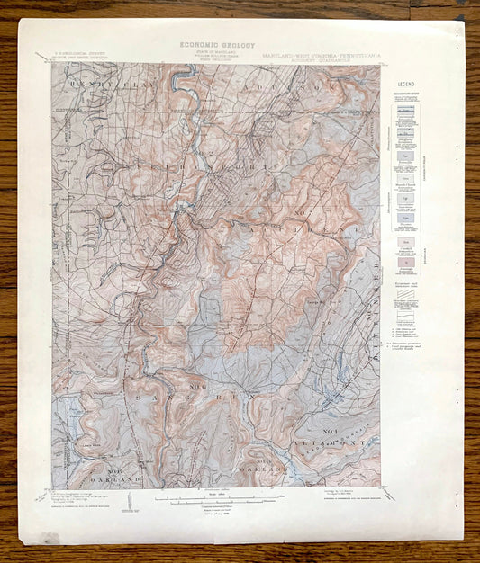 Antique Accident, Maryland 1908 US Geological Survey Topographic Map – Selbysport, Sang Run, McHenry Friendsville Deep Creek Pennsylvania MD